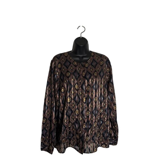 Yves St. Clair Tops - Vintage Yves St. Clair Button-Up Blouse Diamond Print Long Sleeve Size 10